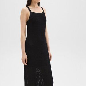 Pointelle Midi Dress in Crepe Knit - Black